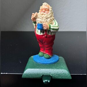 Vtg Polpourri Press Handpainted Adjustable Stocking Hanger Hook Santa